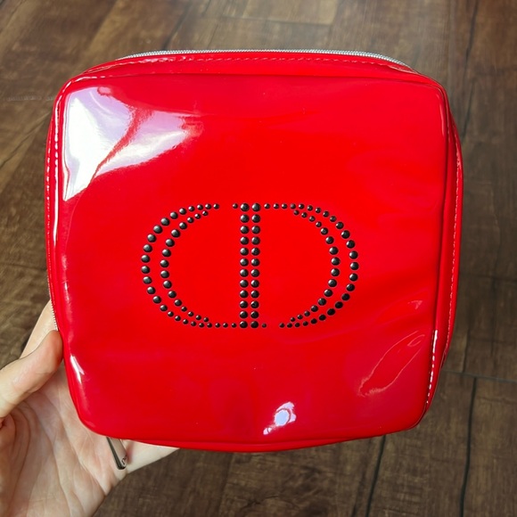 Dior Handbags - Gently used Christian Dior Trousse bag pouch makeup cosmetic case red logo